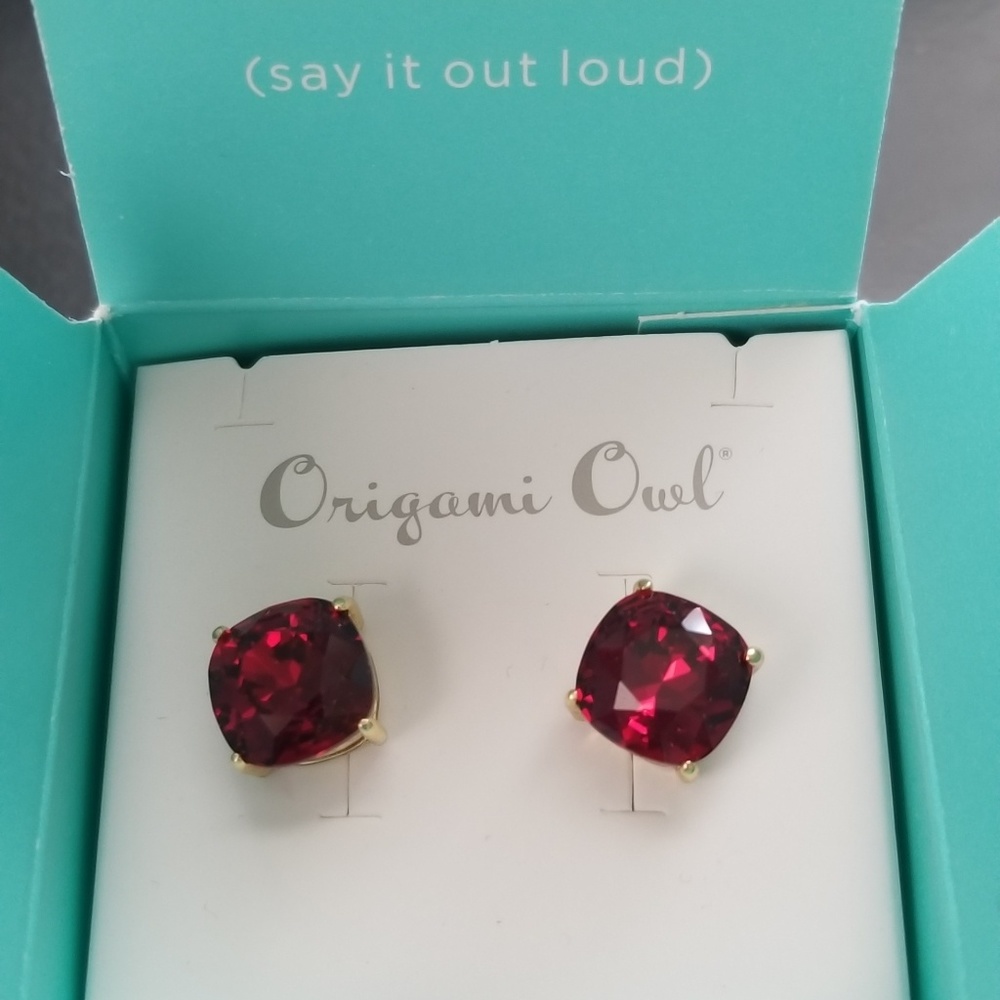 Red stud earrings